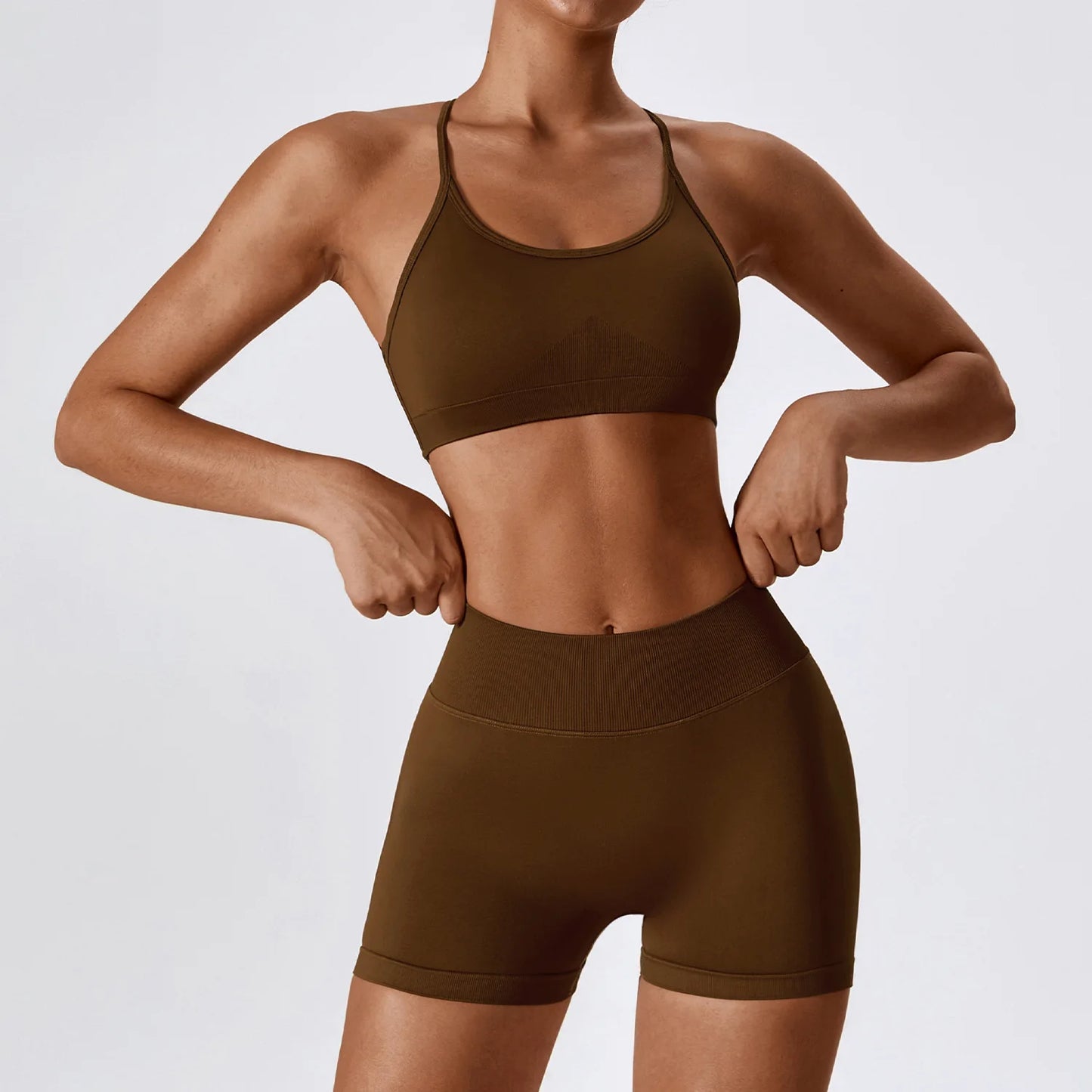 Seamless Women Yoga Suit 2pieces Fitness Gym Clothing Sports Set Sports Underwear High Waist Shorts Gym Workout Running Yoga Set