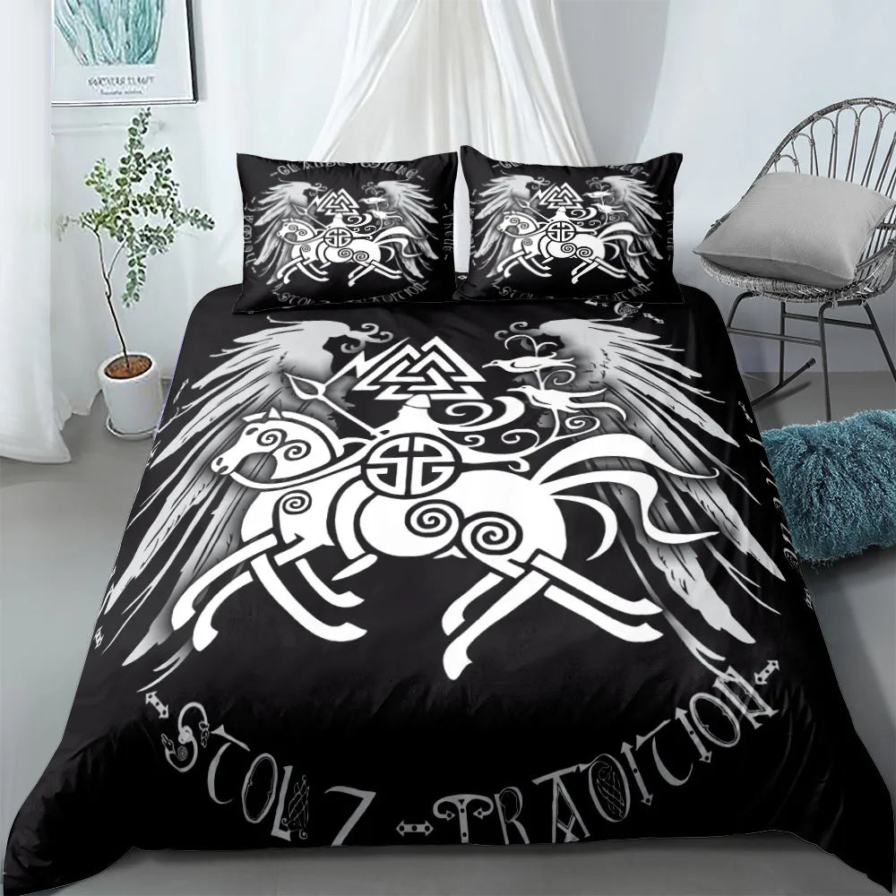 Vigvisir Viking Art Constellation Bedding Set EU Single Double King US Twin Full Queen King Ethnic Bed Linen Set