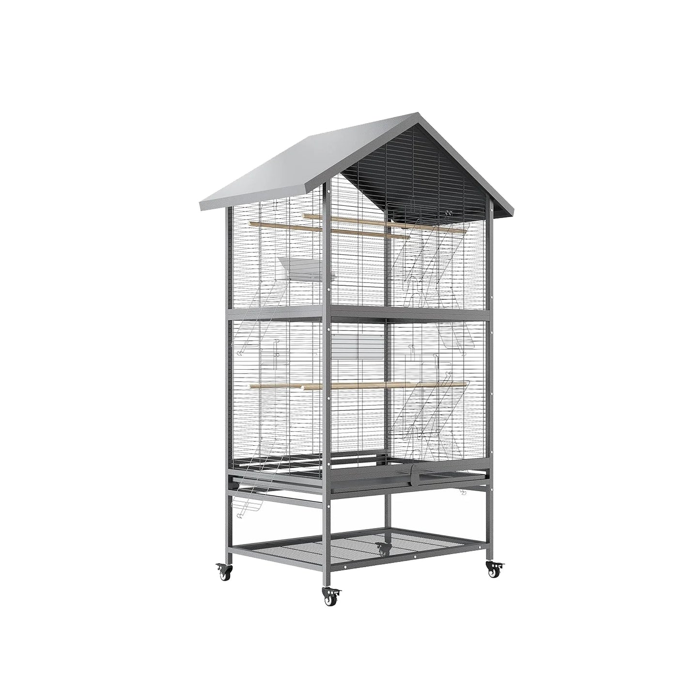1 Package [Fine Item] Metal Roof-Shaped Parrot Cage, Bird Cage, 80*60*167Cm, Suitable For All Kinds Of Parrots