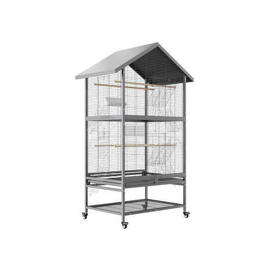 1 Package [Fine Item] Metal Roof-Shaped Parrot Cage, Bird Cage, 80*60*167Cm, Suitable For All Kinds Of Parrots