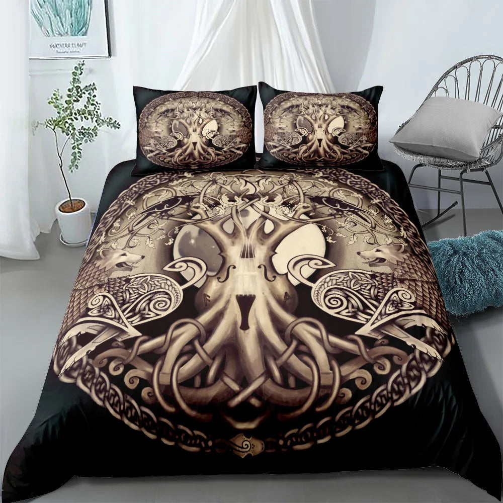 Vigvisir Viking Art Constellation Bedding Set EU Single Double King US Twin Full Queen King Ethnic Bed Linen Set