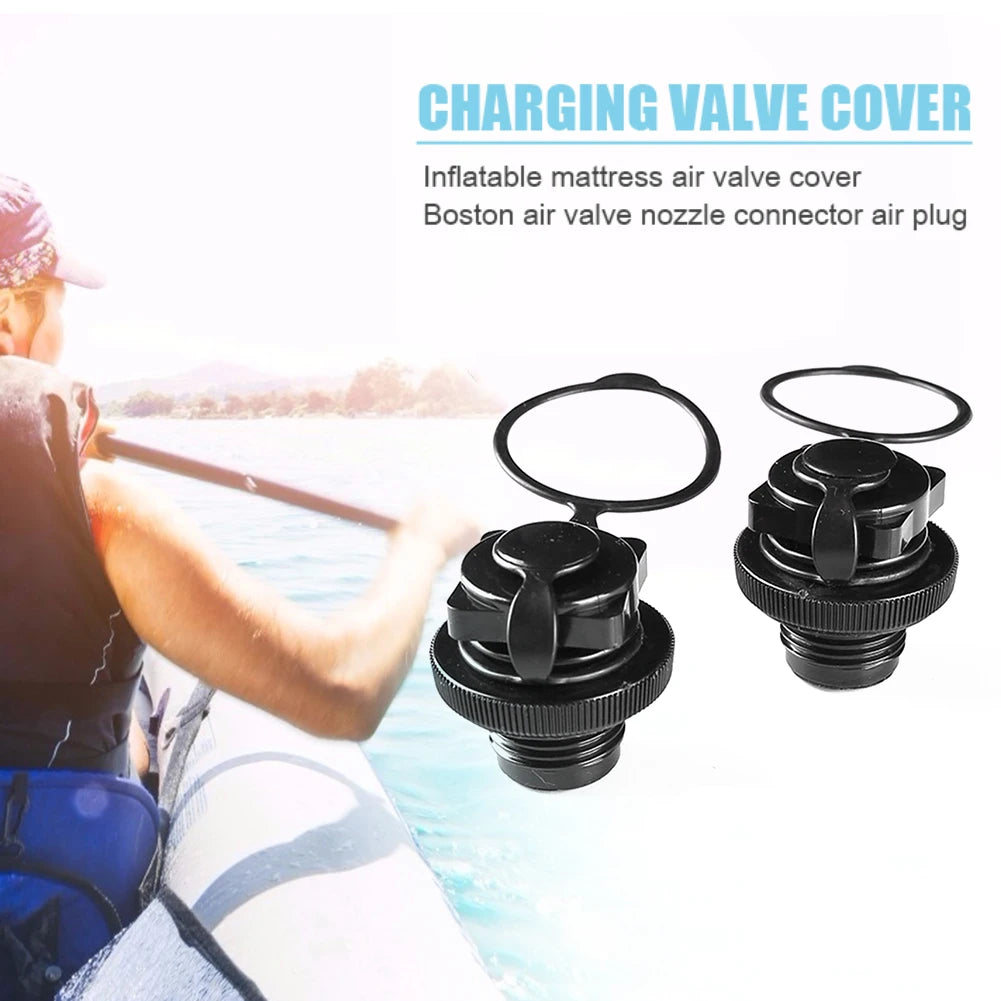 2 Pcs Kayak Raft Plug Replacement Air Valve Nozzle Cap Air Mattress Plug Replacement Boston Valve For Inflatable Boat Kayak Raft