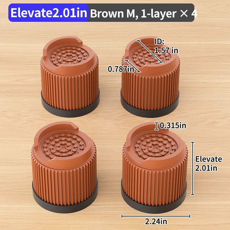 Multi-Purpose Round Furniture Risers | Non-Slip, Quiet & Moisture-Proof Height Extenders for Beds, Sofas, Tables
