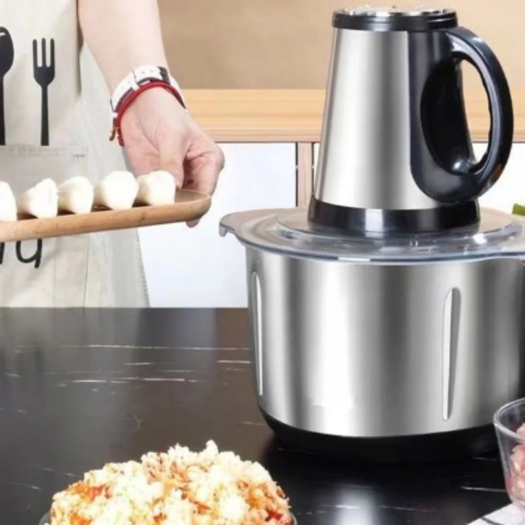 5L Stainless Steel Food Processor - Versatile Meat & Vegetable Chopper with Dual Blades