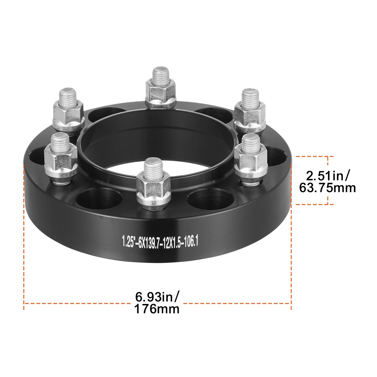 SucceBuy Wheel Spacers 8"x6.5" Wheel Adapters 8 Lug Forged Spacer 9/16"-18 Studs Spacers Dodge Ram 2500 Ram 3500 Ford F250 F350