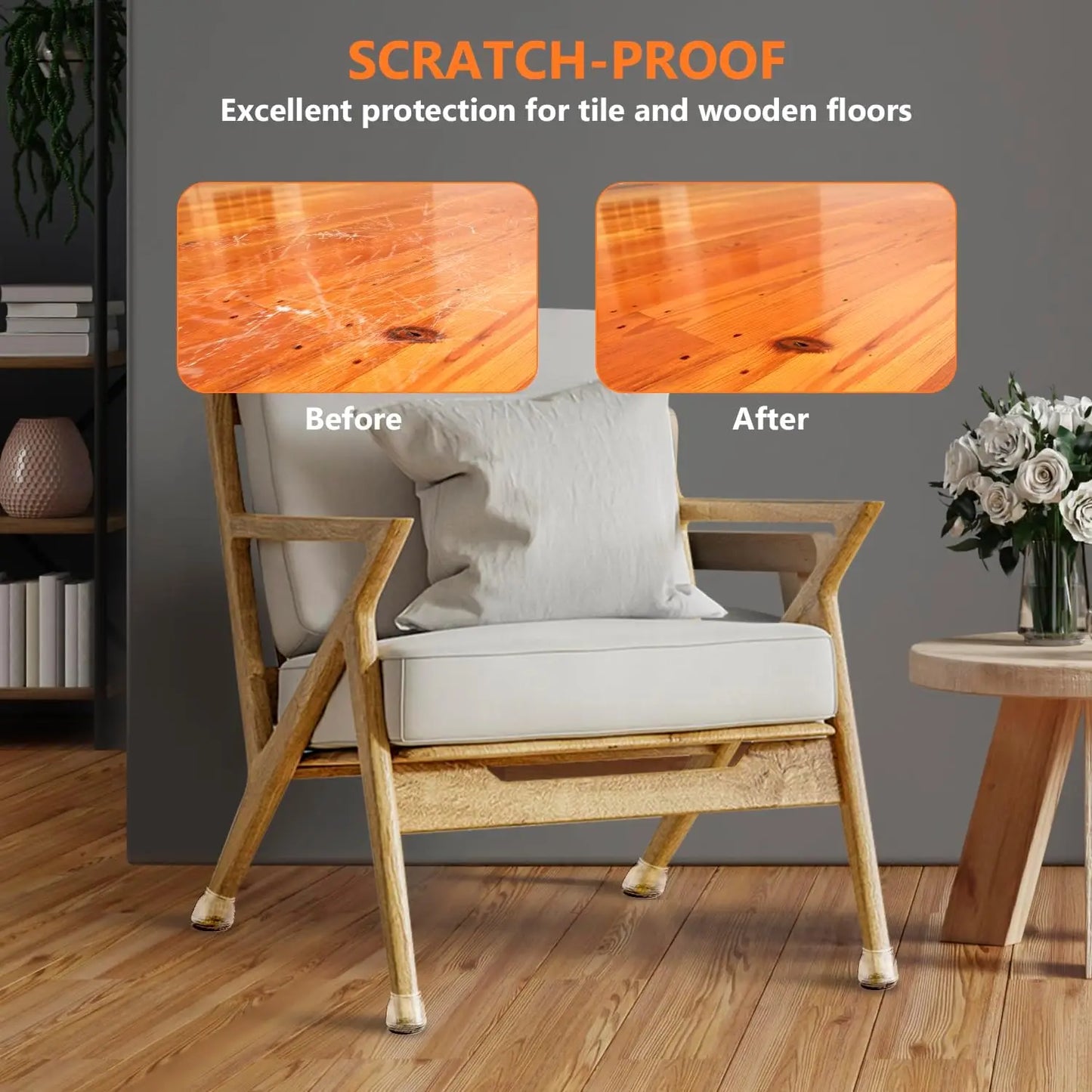 8PCS Table Chair Leg Protector Covers Silicon Furniture Floor Feet Cup Thick Felt Bottom Protector Feet Caps Reduce Noice