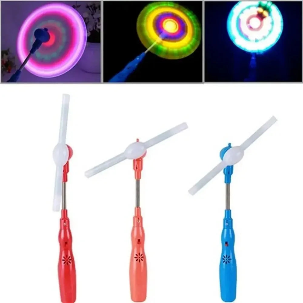 Random Color LED Music Windmill Spinner Glow Rainbow Flashing Windmill Rotating Toy Spinning Mini Handheld Light Up Windmill Toy
