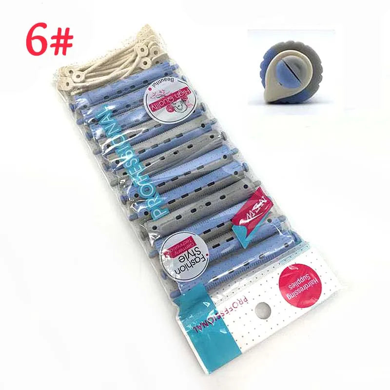 New 12 pcs Salon Rubber Band Hair Rollers Set Cold Perm Rods Curler Bars Hair Clip Curling Fluffy Wavy Hair Maker Styling DIY