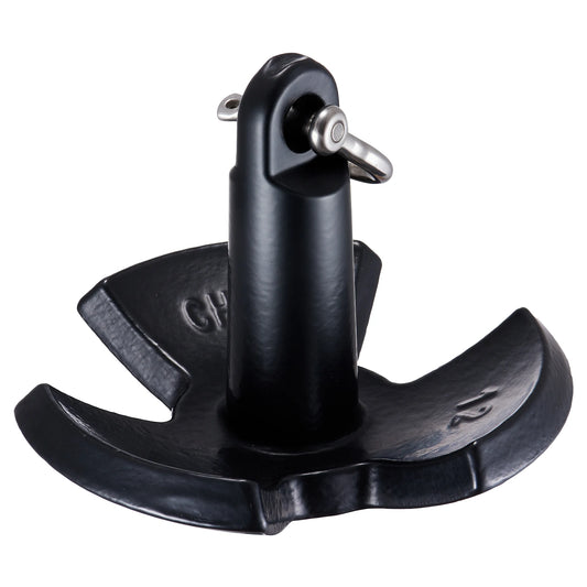 SucceBuy River Anchor 12 lbs Boat Anchor Cast Iron Black Vinyl-Coated with Shackle, Mushroom Anchor Fit for Boats Up To 10 ft