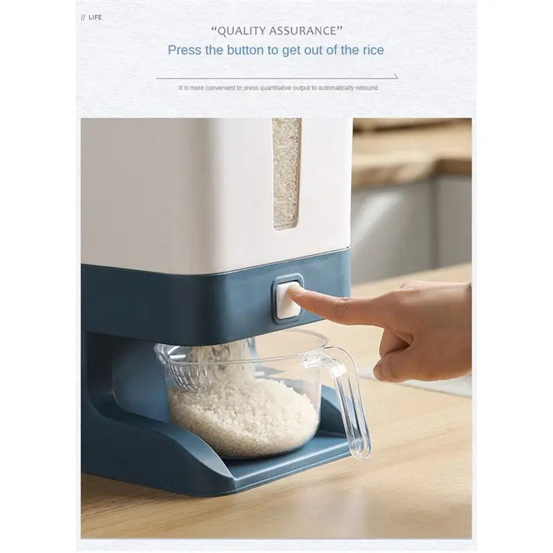 Press-Type Rice Dispenser Sealed Grain Container Storage Household Cereal Rice Box Dispenser Bucket Rice Cans 10KG-A