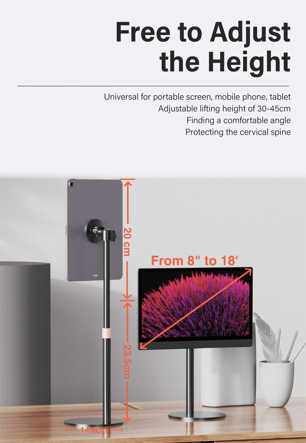 Portable Foldable Magnetic Tablet Holder Stand, Multi-Angle Adjustable Desktop Bracket, Wide Compatibility for 4-15.6 Inch iPad,