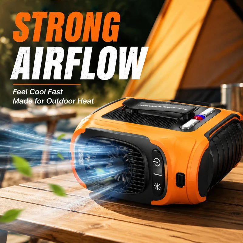 8000mAh Waist Fan Portable Handheld Hanging Neck Fan Ultra-Strong Wind with Phone Charging LED Light for Outdoor Working