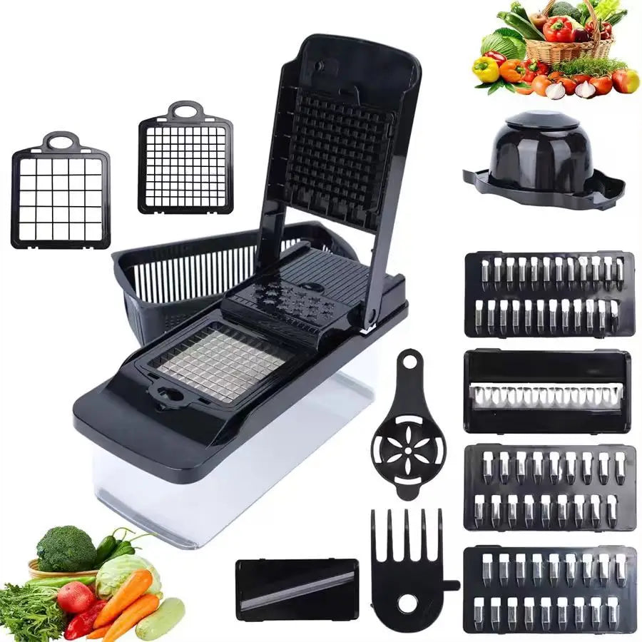 14IN1 Multifunctional Vegetable Chopper with Handle, Food Grater, Egg Separator, Vegetable Slicer Dicer, Kitchen Cutter