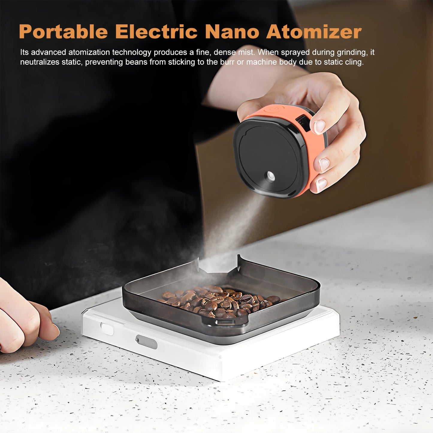 30ml Coffee Bean Atomizer with Magnetic Base Electric Rdt Sprayer Bottle (Black)