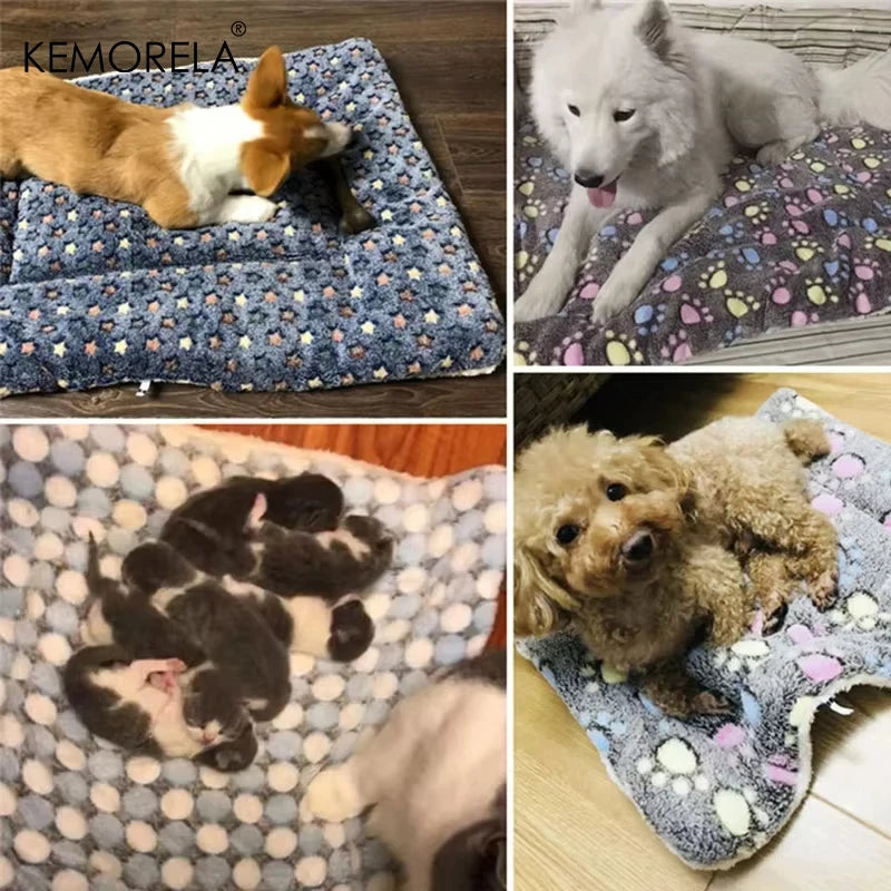 KEMORELA Flannel Pet Sleeping Mat Dog Bed Winter Puppy Bed Dog Sofa Mattress Cushion for Small Large Dog Blanket Pet Supplies