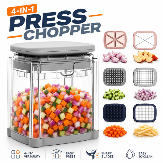Multifunctional Vegetable Chopper Potato Chipper With 4 Blades Press Down Onion Cutter For Fast Salad Cooking Preparation