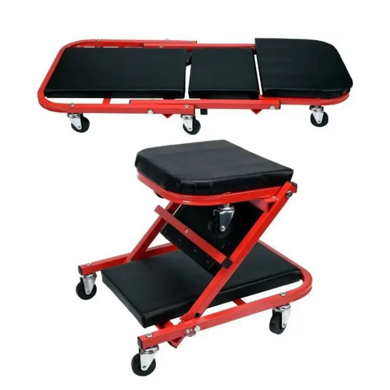 AIRAJ 36" Folding Car Repair Bed Auto Maintenance Work Bench Chair Auto Bench Wheels Roller Car Creeper Roller Seat Garage Gift