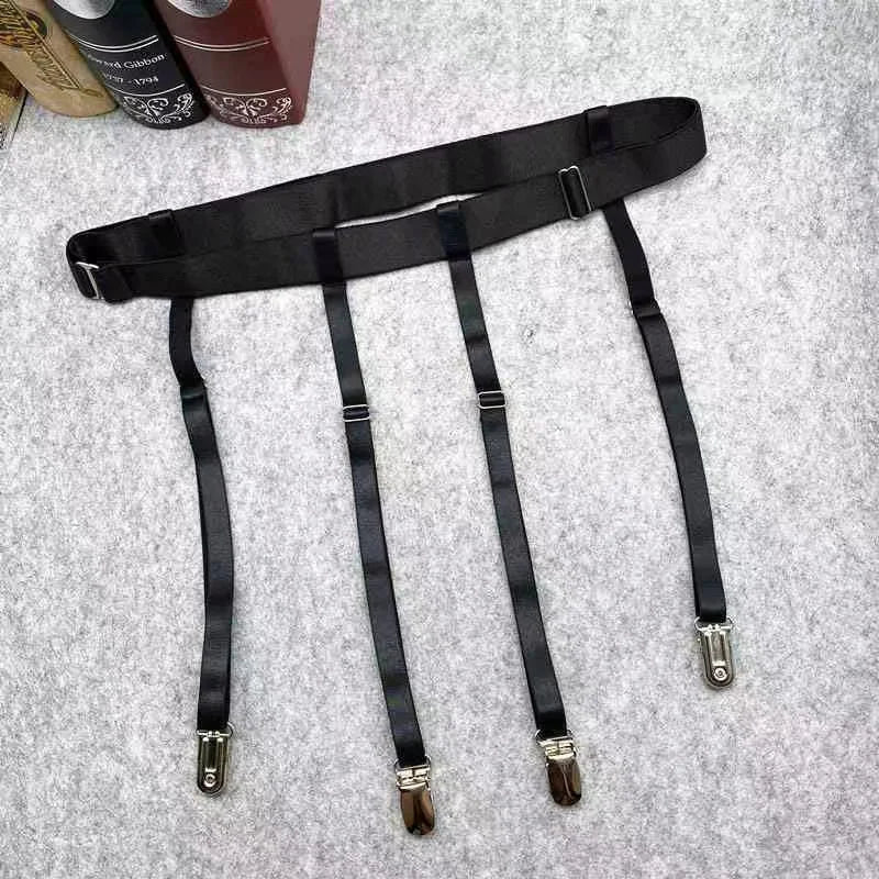 Black Simplicity Sexy Garter Belt for Women Thigh High Stockings Adjustable Elastic Leg Sock Suspenders Belt 4/6 Metal Clips