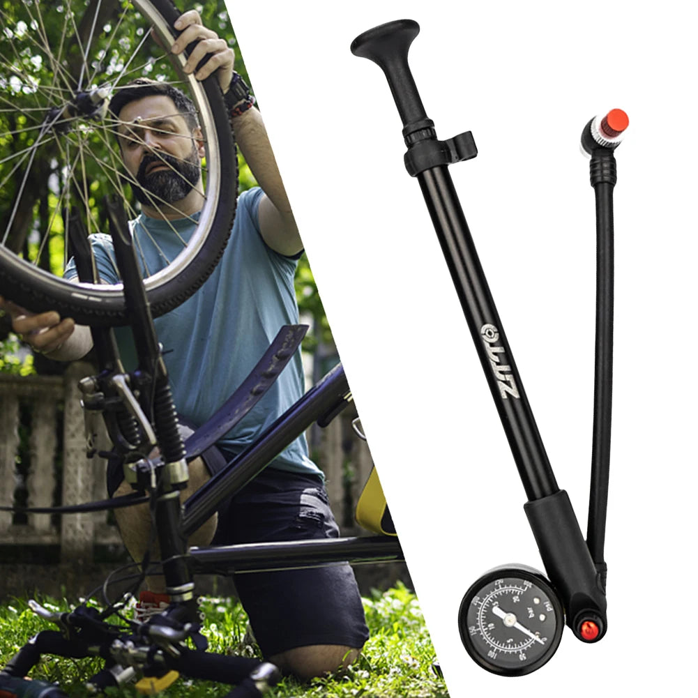 300PSI Bicycle Air Pump with Gauge Bike Air Shock Absorber High Pressure Portable Cycling Inflator for Fork & Rear Suspension