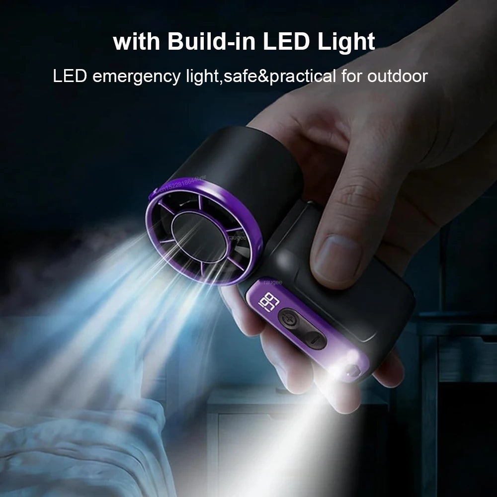 Mini Handheld Fan LED Digital Display Small Pocket Fan Portable Outdoor Personal Air Cooling Fan Rechargeable Hanging Neck Fan