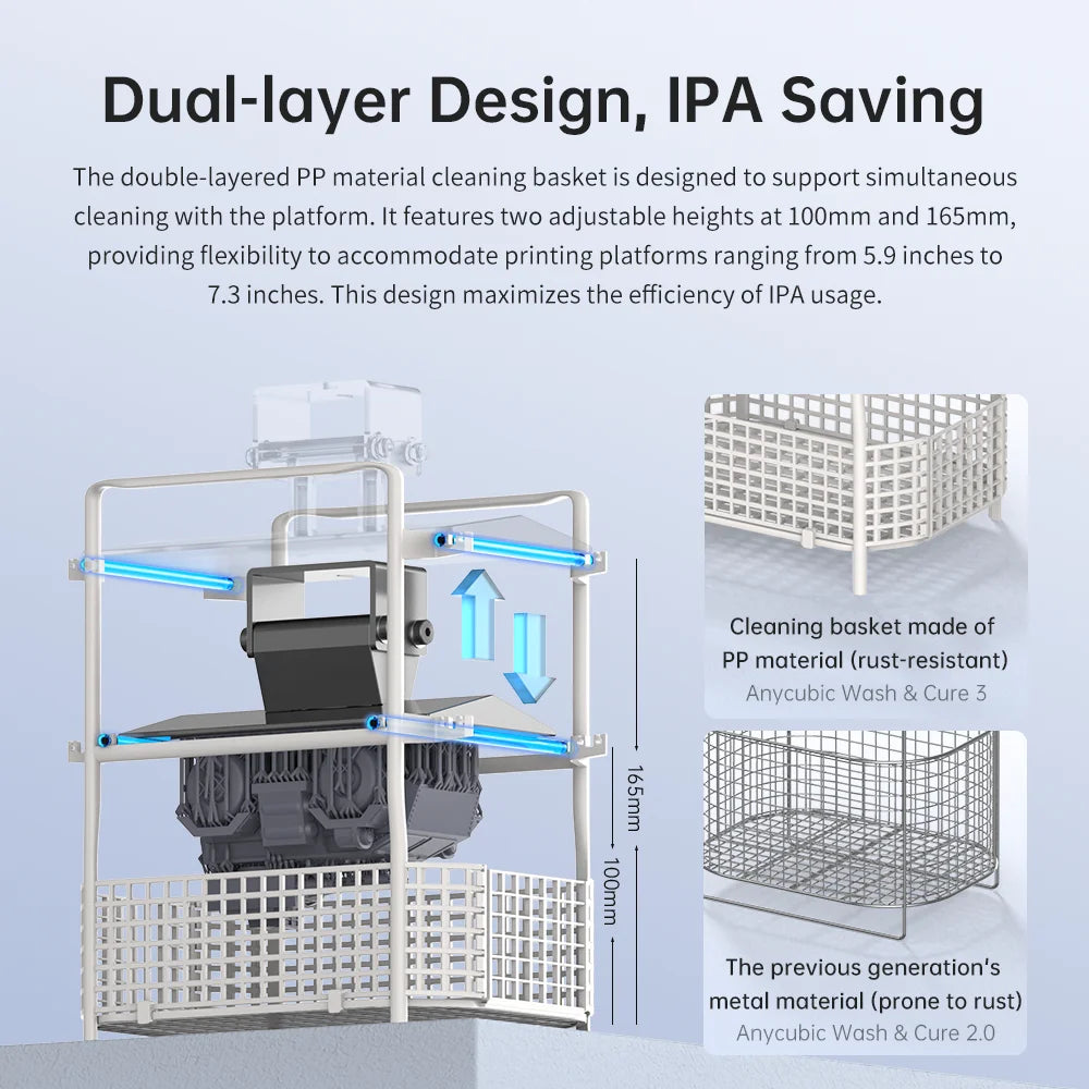 ANYCUBIC Wash & Cure 3 Printed Model Washing and Curing Machine Cleaning Size 165*100*165mm For LCD SLA Resin 3D Printer