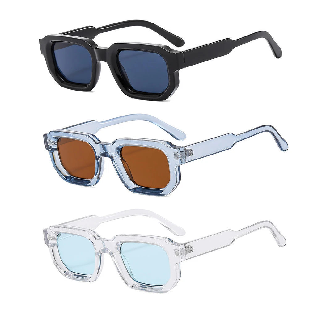 KLASSNUM Men Vintage Rectangle Frame Sunglasses Fashion Retro Sun Glasses Luxury Brand Design UV400 Shades Eyewear Women Goggles