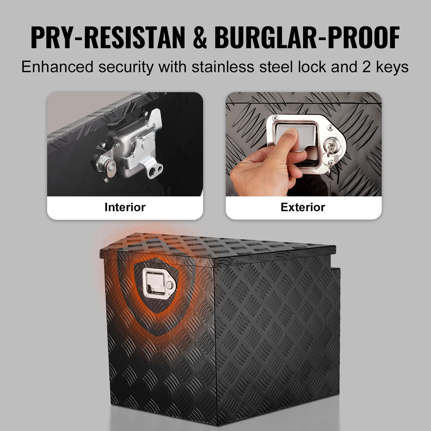 SucceBuy Trailer Tongue Box Aluminum Alloy Tongue Box Tool Chest Heavy Duty Trailer Box Utility Trailer Tongue Box to  Pickup