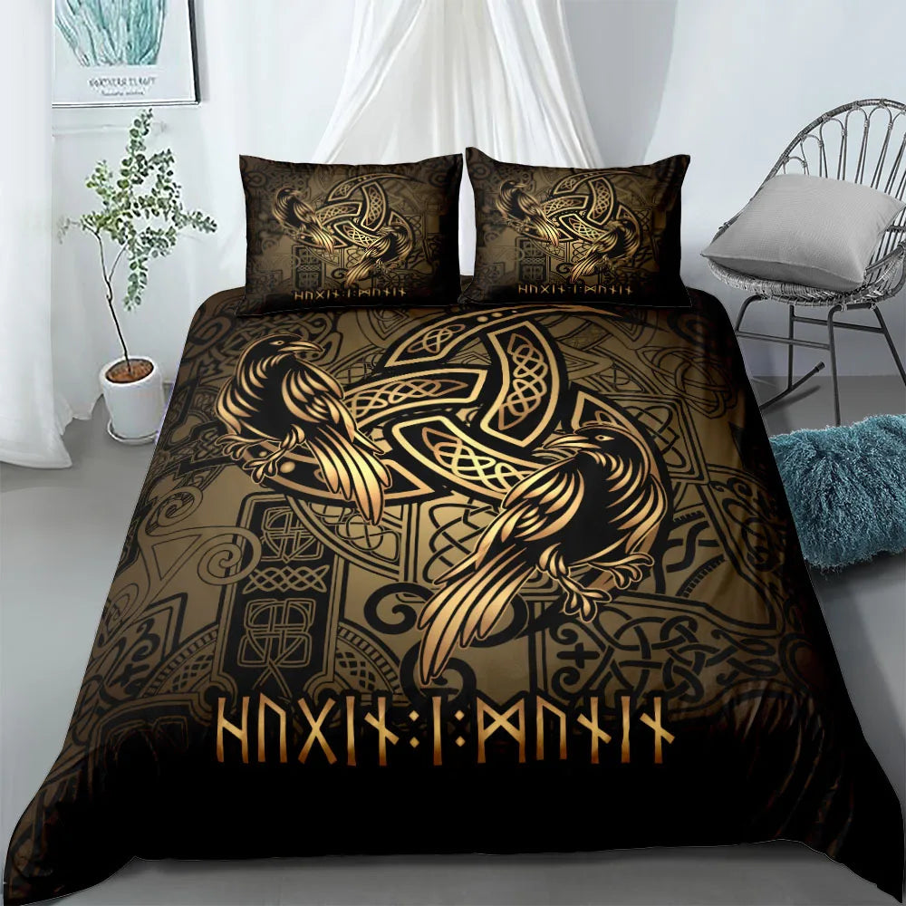 Vigvisir Viking Art Constellation Bedding Set EU Single Double King US Twin Full Queen King Ethnic Bed Linen Set