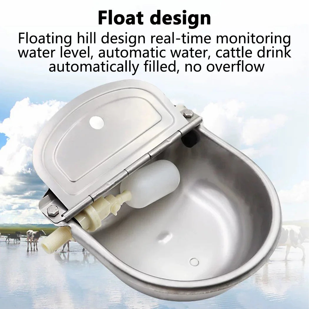 PORIYA Stainless Steel Cow Water Bowl With Pipe Auto Drinking For Dog Horse Chicken Auto Fill