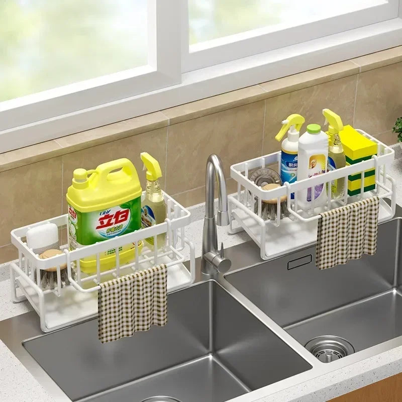 Multifunctional Sponge Rack Drainer Kitchen Shelf Sink Rag Dishwashing Detergent Dishcloth Organiser Kitchen Organizer Storage