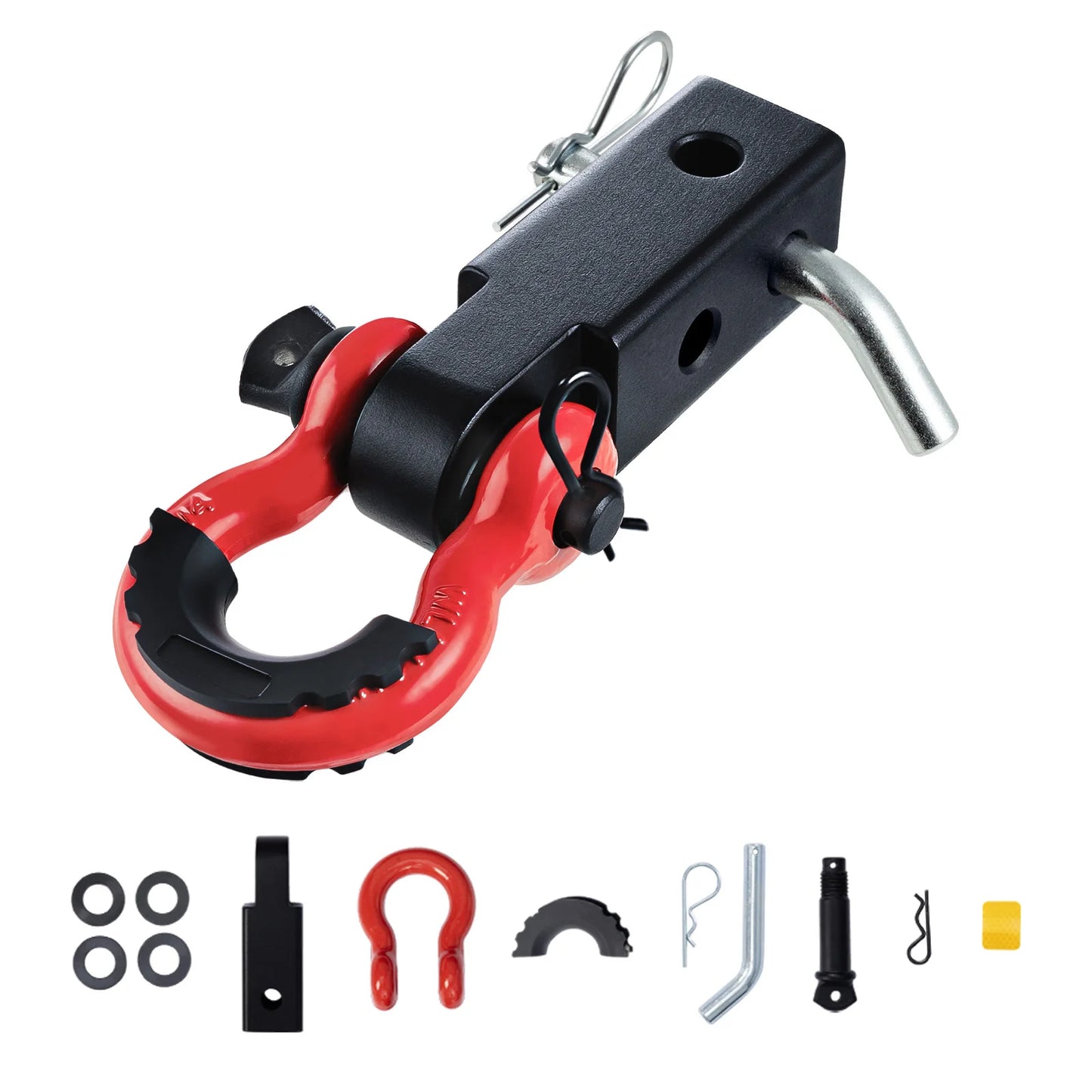 SucceBuy 2in D-Ring Shackle Hitch Receiver with Trailer Hitch Lock Pin Towing Accessories for Trucks Off-Road Vehicle Recovery