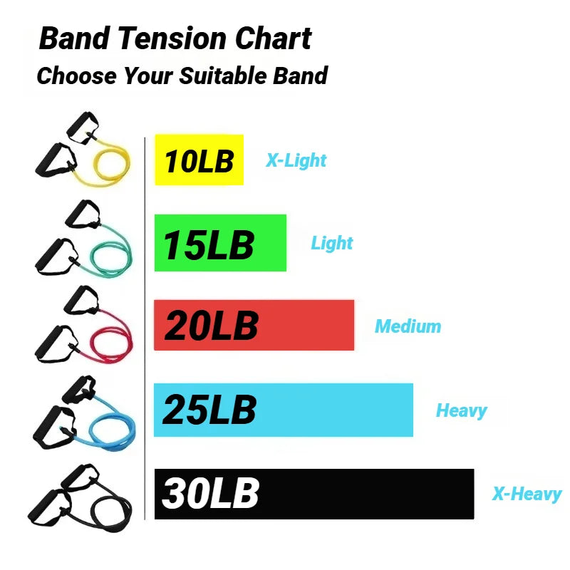 Resistance Bands with Handles Exercise Workout for Men Women Strength Training Equipment At Home 5 Levels Tube Band Pull Rope