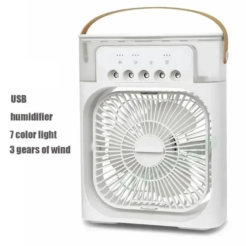 Motorcycle 3 in 1 USB Mini Air Conditioner Portable Cooling Fan with Humidifier and Night Light for Home Office Desktop Amagi