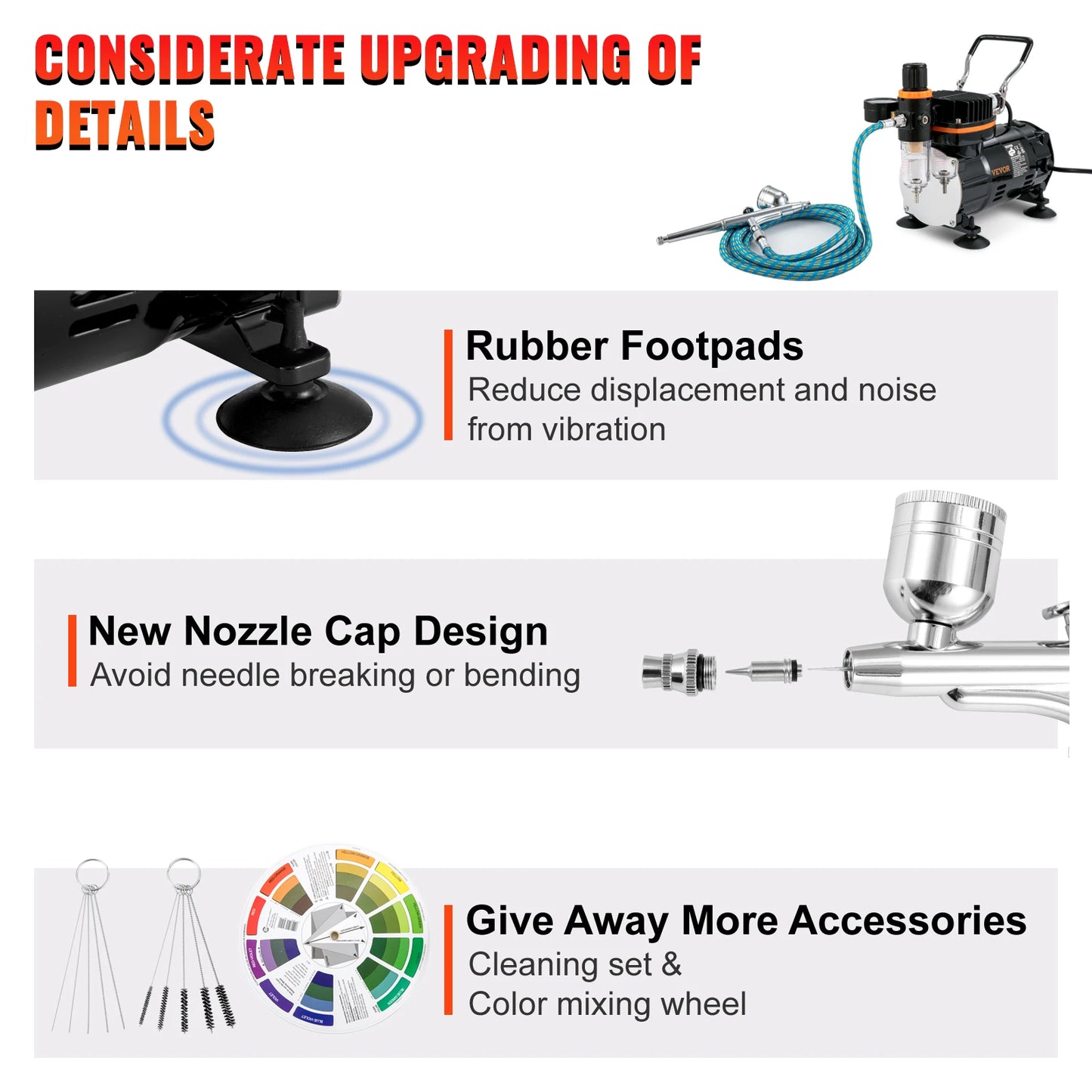 SucceBuy Professional Dual-Action Airbrush Kit 120W Electric Spray Gun Air Brush Painting Set Nail Tattoo Makeup Model Sprayer