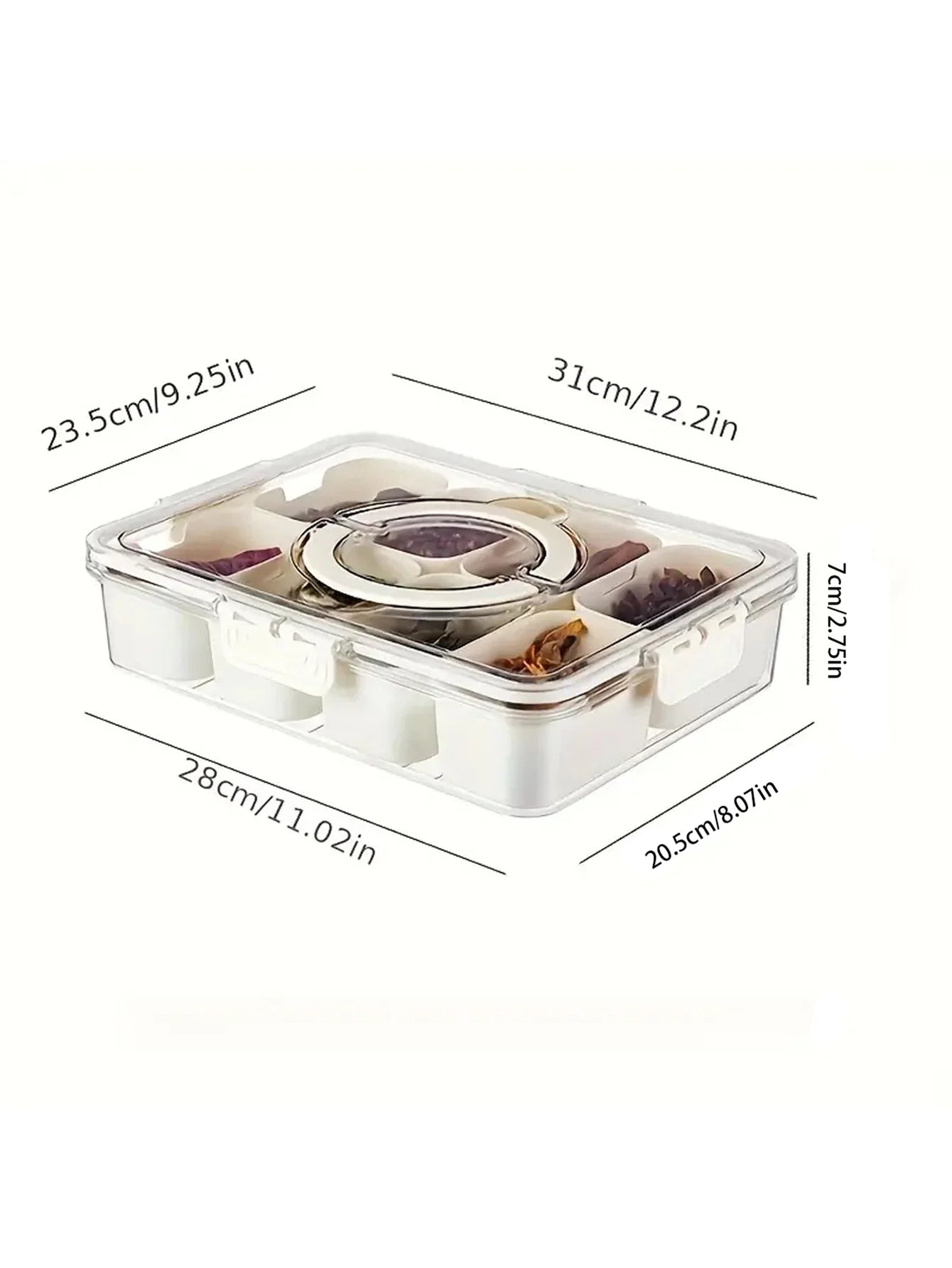 1 storage container, 8-compartment lidded food storage box, portable food storage container, kitchen organization and storage