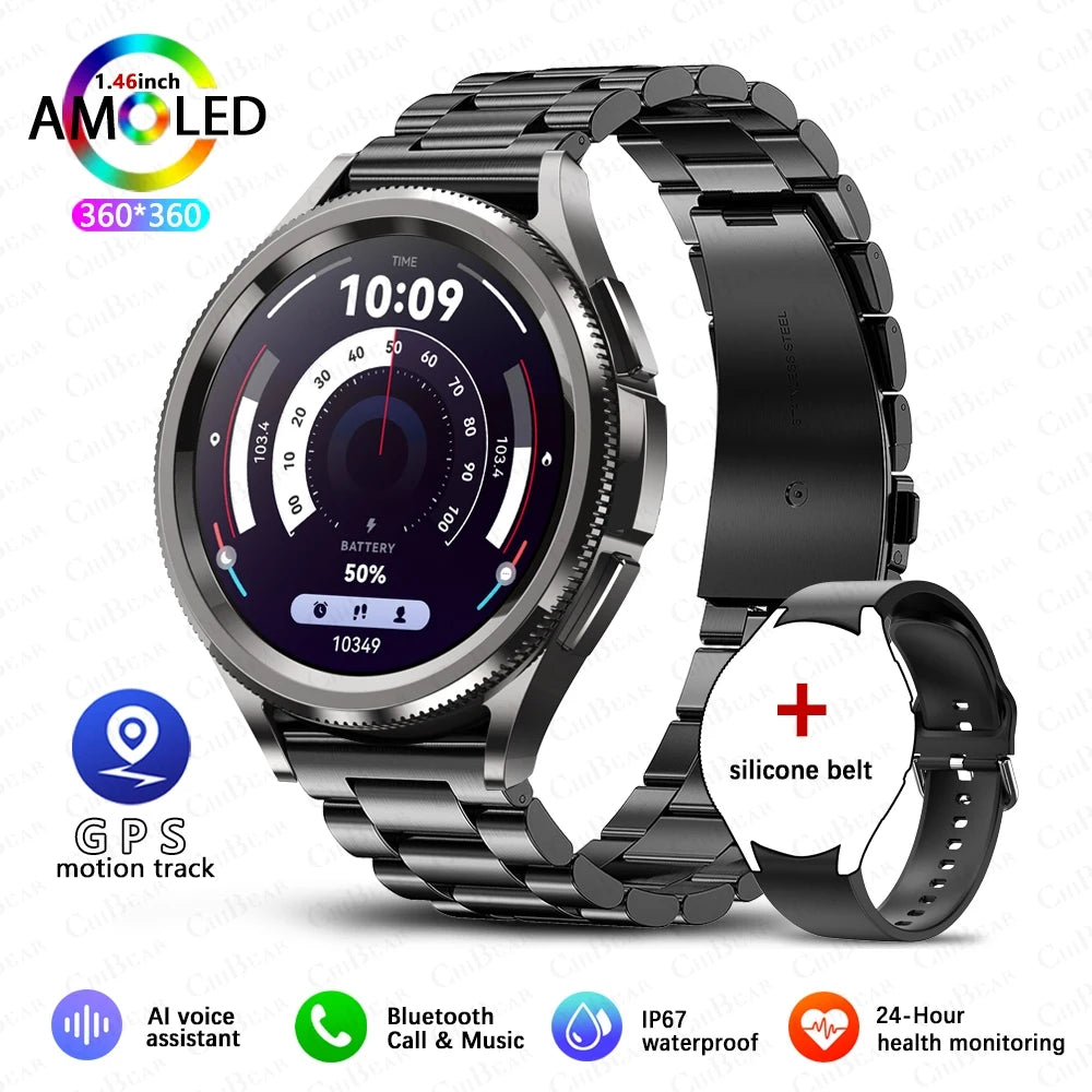 2025 New Smart Watch 6 Men's Outdoor Sports 100+ Sport Modes IP68 Waterproof Watch AMOELD HD Screen Smartwatch Android IOS