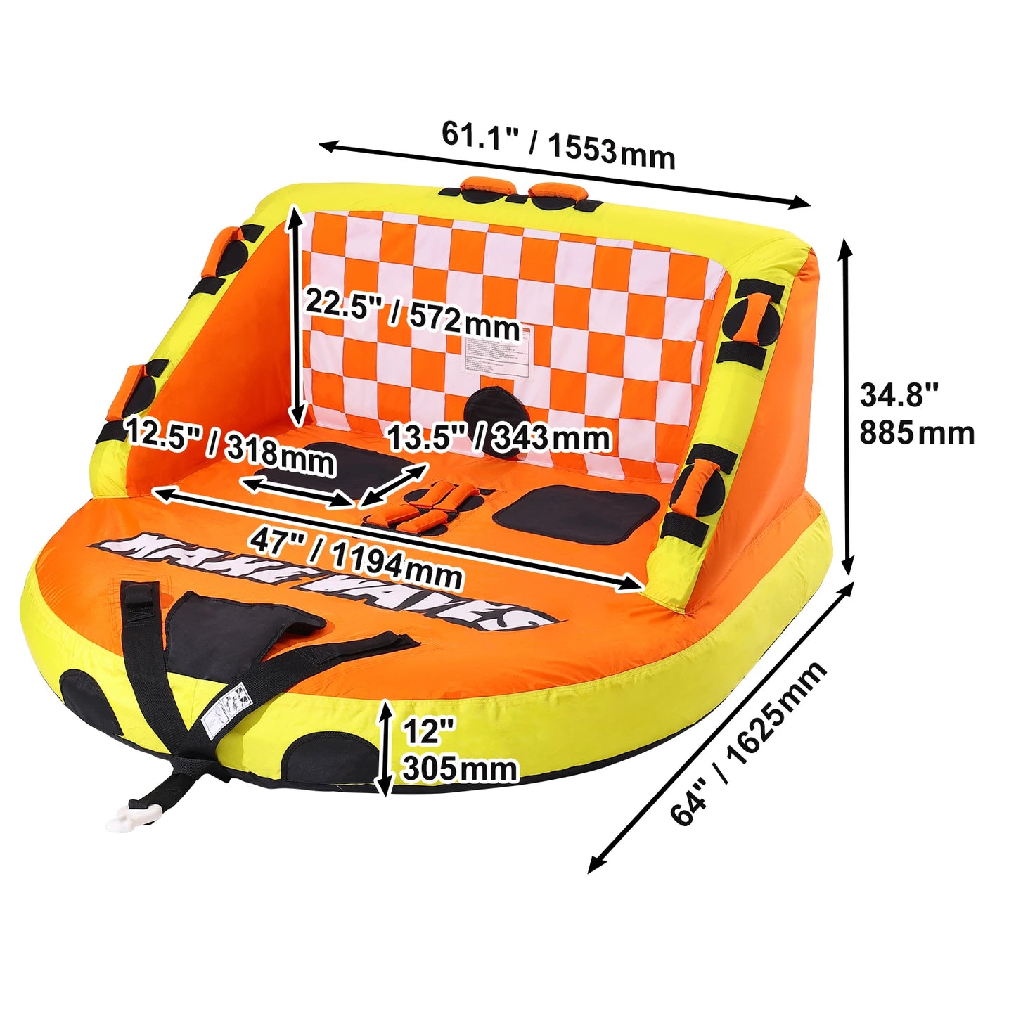 SucceBuy Towable Tube for Boating, 1-3 Riders Inflatable Towable Tube with Bumper Fins, 510 lbs Water Sport Towable Tubess