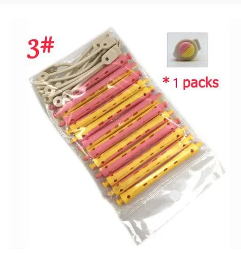 New 12 pcs Salon Rubber Band Hair Rollers Set Cold Perm Rods Curler Bars Hair Clip Curling Fluffy Wavy Hair Maker Styling DIY
