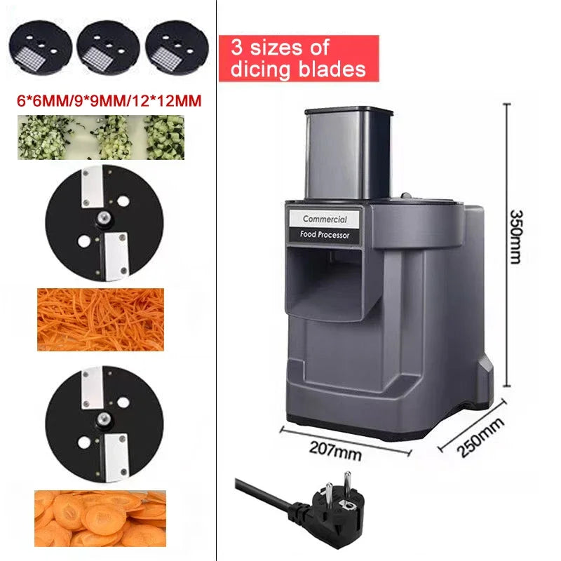 Commercial Vegetable Chopper 3 In1 Multifunctional Electric Cutting Machine Carrot Potato Slice Shred Diced Food Processor