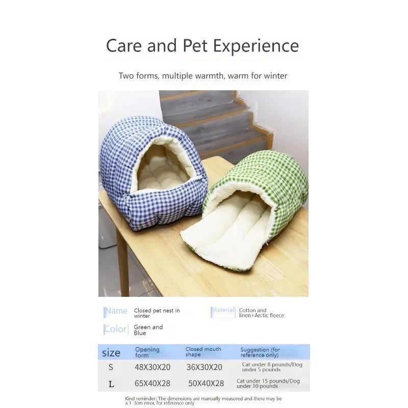 Foldable Winter Pet Sleep Bed/Bag for Cats Dogs, Thickened Semi-Enclosed Design, Soft Indoor, Christmas/Warm in autumn /winter