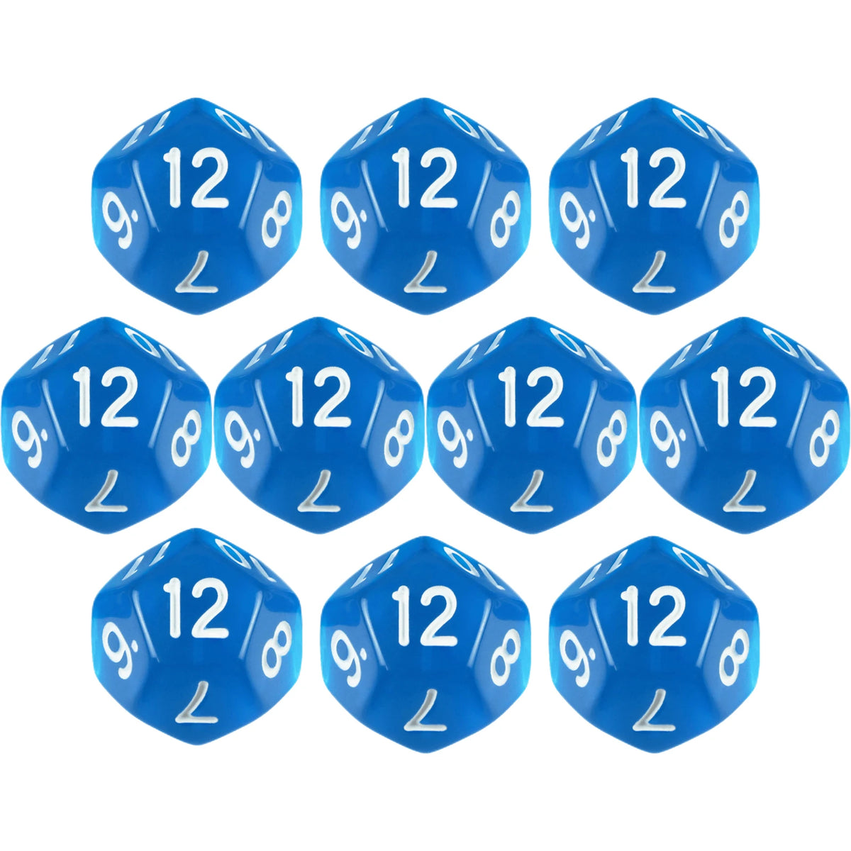 10pcs/set Polyhedral 12 Sided Dice Transparent D12 Dice for DND TRPG Table Game Entertainment Supplies