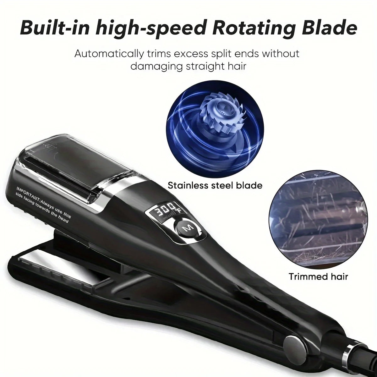Hair straightener with 5 levels, 140-220 high temperature anti scald design, multifunctional straightener that can trim split en