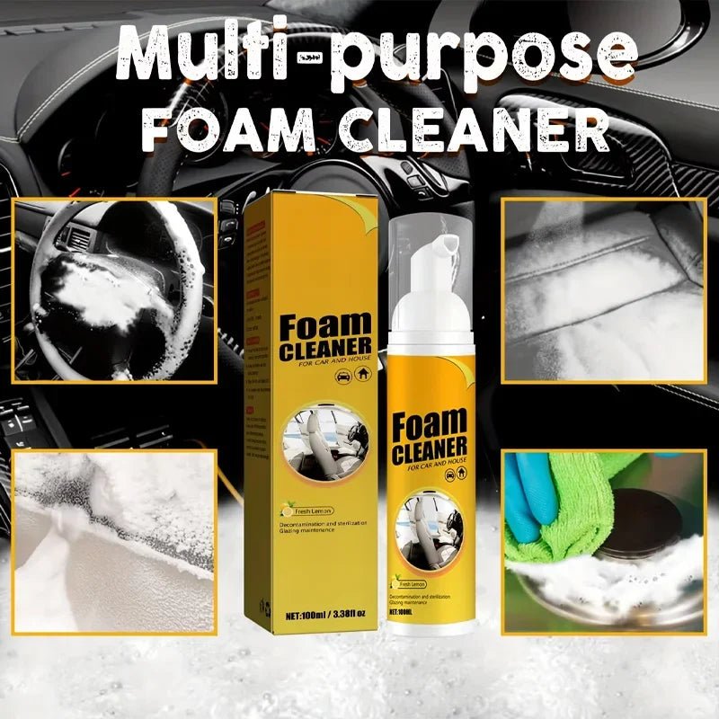 3PCS Multi-Functional Foam Cleaner Set:  Wash for Automotive Interior Upholstery, Plastic Instrument Panel, Steering Wheel parts