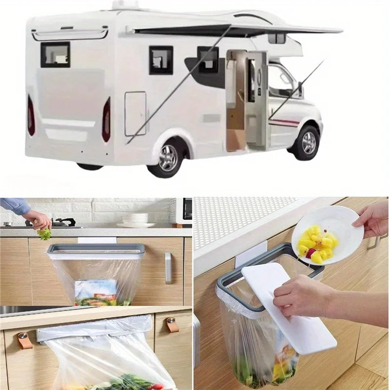 4pcs Hanging Garbage Rack Plastic Durable Portable Garbage Bag Holder Trash Bin Hanging Space Saving for Living Room Kitchen