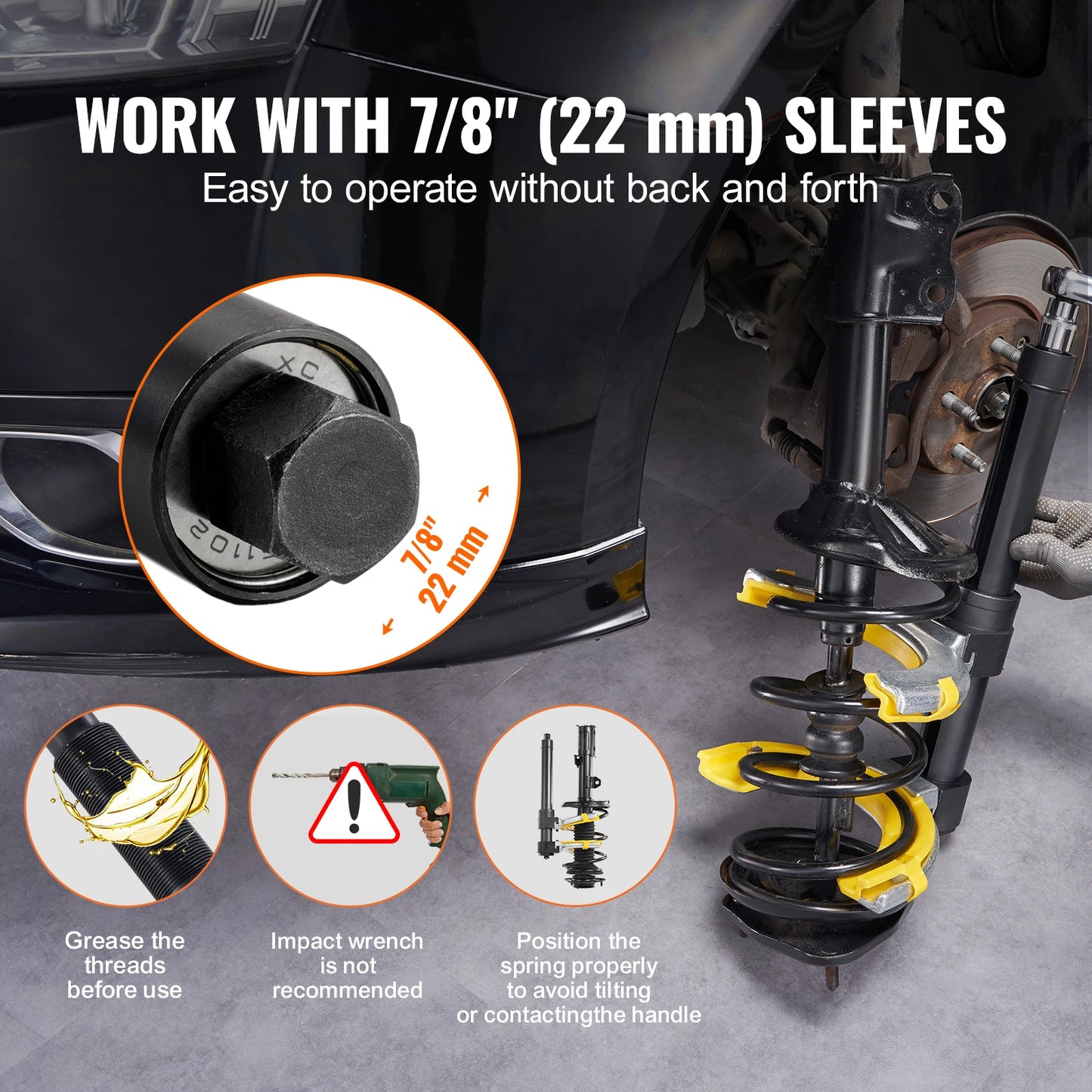 SucceBuy Strut Spring Compressor Set Macpherson Strut Spring Compressor Interchangeable Fork Strut Coil Extractor Remover Tool