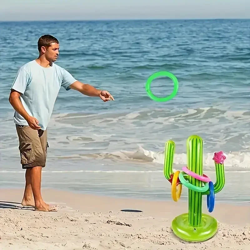 1 set of inflatable cactus, summer pool and beach interactive toys, this is an inflatable toy for outdoor pool parties and water