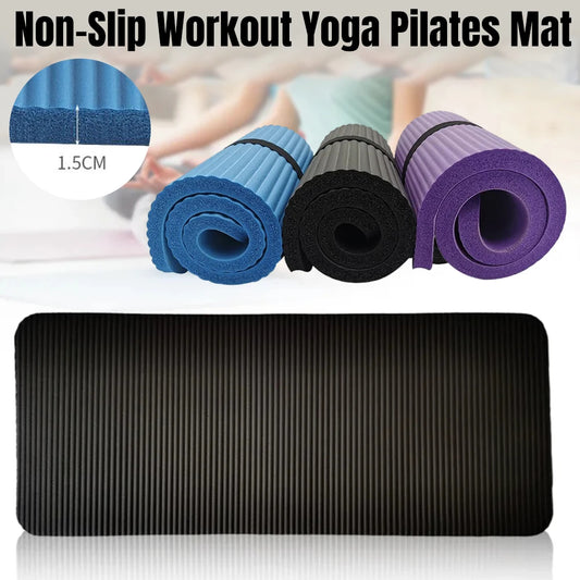 Yoga Mat 15mm Thick Exercise Mat Gym Workout Fitness Pilates Home Non Slip NBR