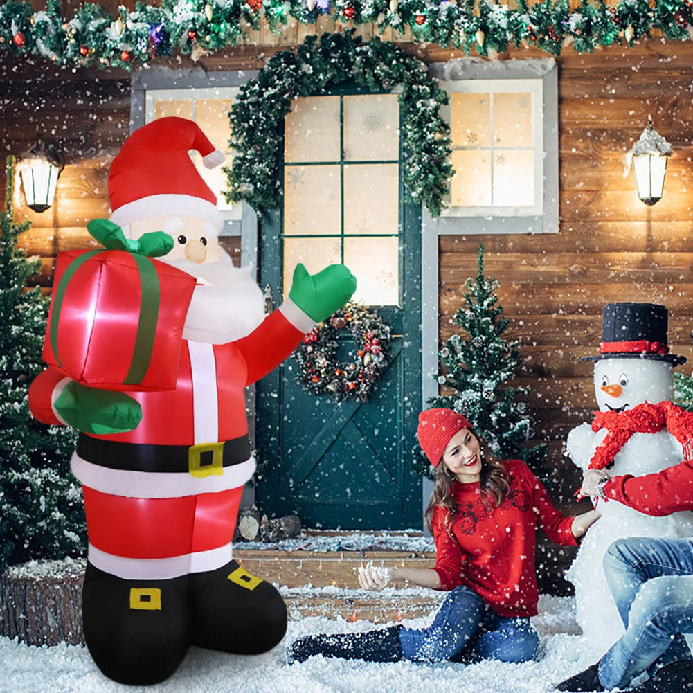 2.4M Blow Up Santa Claus Weatherproof Santa Carrying Present Sack Airblow Inflatable Santa Claus for Gardern Lawn Winter Holiday
