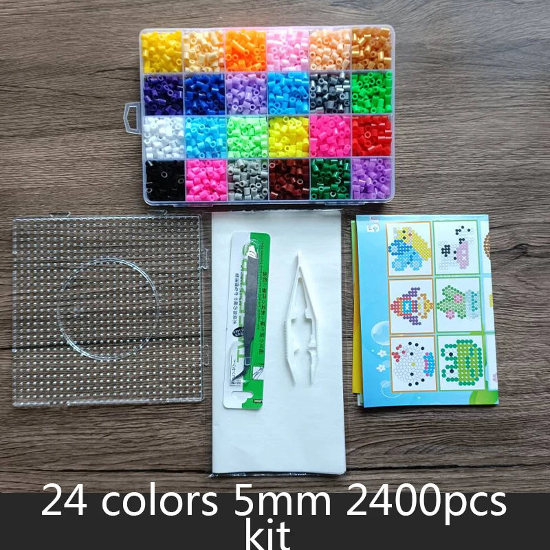 2.6/5mm Hama Beads Toy 24/72 Colors Perler Iron Beads Kit Kids 3D Puzzles DIY Toys Fuse Beads Pegboard Sheets Ironing Paper Set