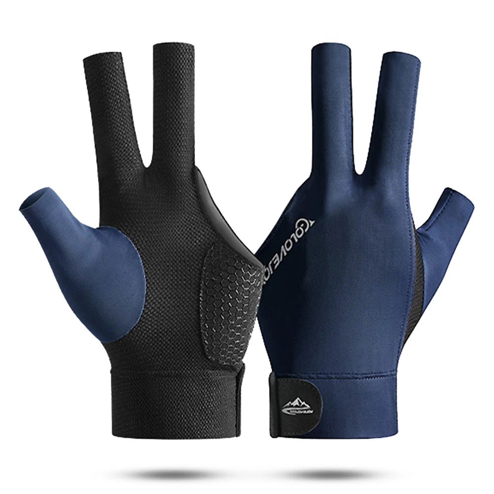 Open Finger Billiard Gloves Breathable Polyester Snooker Sport Glove Adjustable Sticker Smooth Soft Lightweight Amateur Training